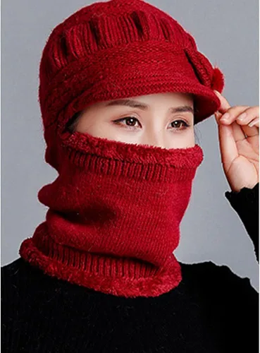 Vista 5 de Gorro de punto para mujer cálido elástico suave con protección de las orejas con forro polar para mujer