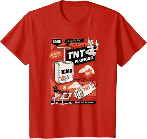 Vista 3 de Looney Tunes Wile E. Coyote - Camiseta de émbolo TNT, Blanco, S