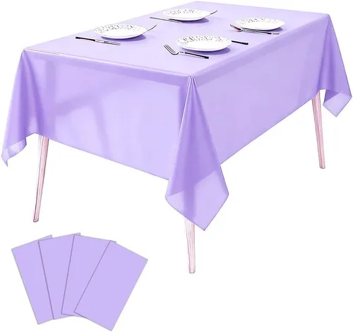 Vista 4 de Paquete de 4 manteles de plástico desechables de plástico para barbacoa, picnic, cumpleaños, bodas, fiestas, impermeables, a prueba de aceite, Negro