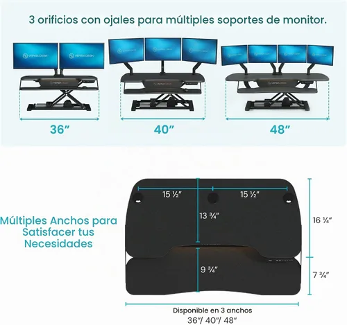Vista 2 de VERSADESK PowerPro Elite - Convertidor de escritorio eléctrico ajustable de 36 pulgadas con controlador programable y concentrador USB. Aplicación