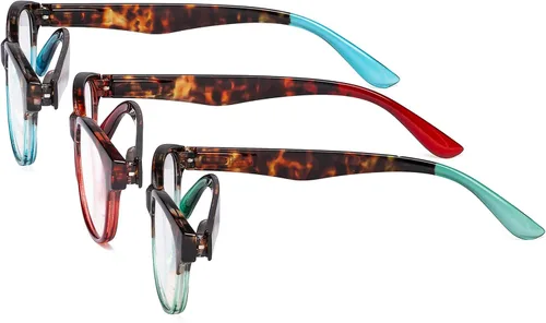 Vista 3 de Eyekepper Reading Glasses Set of 3 Great Value Spring Hinge Readers Women Cat-eye Glasses for Reading