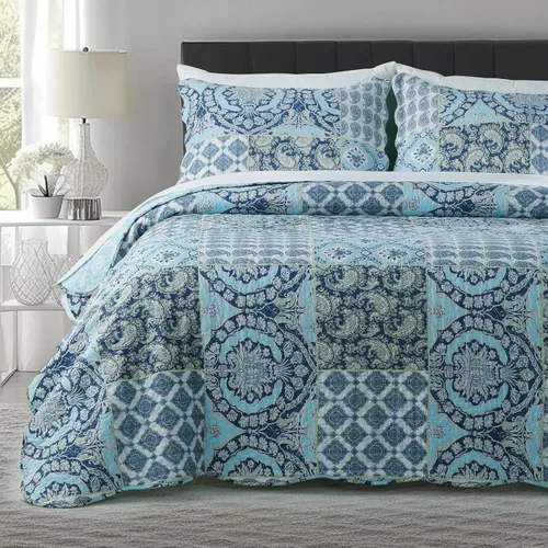 Vista 19 de KASENTEX Juego de colcha individual, colcha ligera, colcha reversible, ropa de cama impresa con diseño campestre, funda de edredón prelavada - Ropa