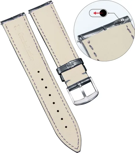 Vista 3 de BINLUN Leather Watch Band Genuine Calfskin Replacement Watch Strap Quick Release Crocodile Pattern 10 Colors 13 Sizes for Men