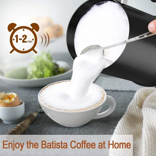 Vista 2 de Espumador de leche, espumador automático de leche con funcionalidad fría y caliente, vaporizador de leche eléctrico y calentador para latte