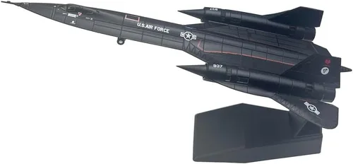 Vista 3 de Modelo de avión militar de metal para colección o regalo de la Fuerza Aérea SR-71 Blackbird de la Fuerza Aérea de los Estados Unidos a escala 1/144