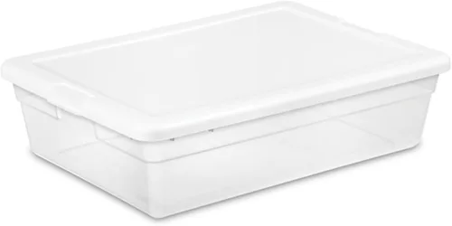 Vista 19 de Sterilite - Paquete de 12 cajas de almacenamiento apilables con tapas a presión; contenedor organizador de plástico resistente para armario, baño