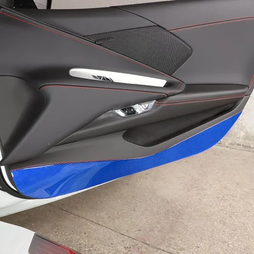 Vista 4 de Cubierta de protección contra patadas para puerta, protector de panel compatible con Corvette C8 Z06 2020-2025, decoración de fibra de carbono