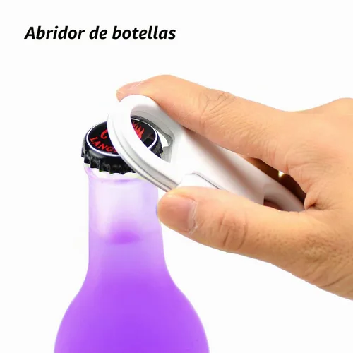 Vista 4 de Cable Lightning para carga de iPhone + llavero + abridor de botellas + mosquetón de aluminio, llavero portátil multifunción con abridor de botellas