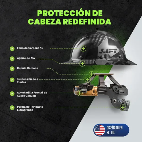 Vista 2 de Lift Dax - Casco duro de fibra de carbono de ala completa/casco