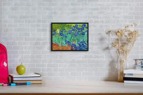 Vista 3 de Wieco Art Lienzo enmarcado para pared, impresiones de lirios de Van Gogh, flores famosas, pinturas al óleo, reproducción moderna de lienzo giclée