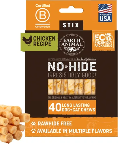 Vista 25 de Earth Animal No Hide Stix - Palitos masticables sin cuero de larga duración para perros pequeños, sabor a carne de res - Paquete de valor de 20