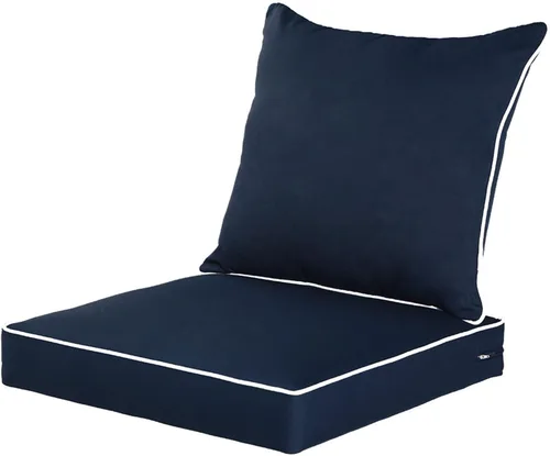Vista 17 de QILLOWAY Juego de cojines de poliéster para sillas de exterior, cojines de exterior para muebles de patio, todo tipo de clima. Gris carbón/negro
