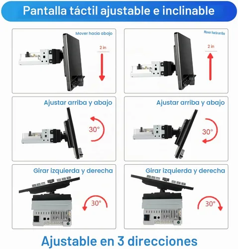 Vista 5 de Radio Android Single DIN inalámbrica Carplay Android Auto 8-Core 10.1 pulgadas pantalla táctil estéreo de coche con pantalla táctil flotante