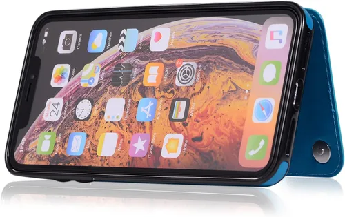Vista 6 de Funda de teléfono para iPhone Xs Max de 6.5 pulgadas 2018 con protector de pantalla de vidrio templado, tarjetero con tapa para tarjetero, funda
