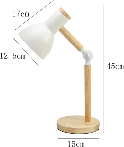 Vista 5 de himmel Lámpara de mesa, lámpara de mesa de madera ajustable, lámpara de escritorio para niños, para dormitorio, sala de estar, base E27
