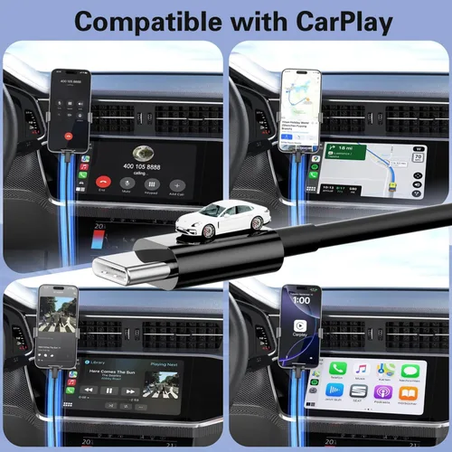 Vista 3 de Cargador de teléfono portátil USB A a C, cable de carga rápida compatible con iPhone 17 Pro Max 15 Plus 17 Air/iPad Pro 13 Air/Samsung Galaxy S25