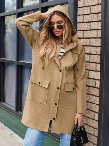 Vista 7 de SaphiRose - Chaqueta impermeable con capucha para mujer, gabardina cortavientos ligera