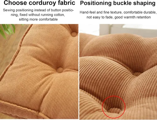Vista 6 de Cojín cuadrado para silla, cojín portátil de pana para meditación, cojín de asiento de tatami suave y grueso con asa, cojín de piso de terciopelo