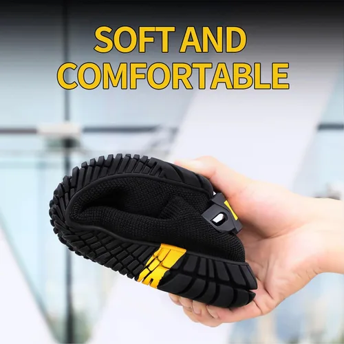 Vista 3 de GLANOUDUN Zapatos de punta de acero para hombres y mujeres, zapatos de seguridad ligeros y cómodos para hombres con punta de acero ancha, zapatos