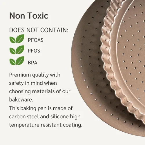 Vista 4 de HAPPIELS - Sartén antiadherente de 9 pulgadas para tartas con fondo extraíble Lata de tarta y quiche estriada libre de PFOA y BPA, no tóxica