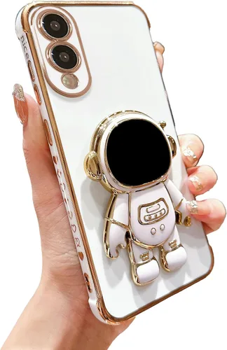 Vista 53 de phylla para Samsung Galaxy A12 Funda de Teléfono con Soporte Oculto de Astronauta Chapado en Oro de Lujo Lindo Astronauta Lateral Lindo