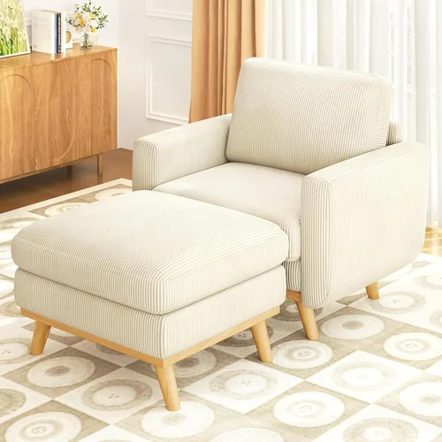 Vista 37 de Vesgantti Sofá modular en forma de U de 119 pulgadas, sofá modular de pana con asiento profundo y soporte de resortes, sofá convertible con 2 Beige