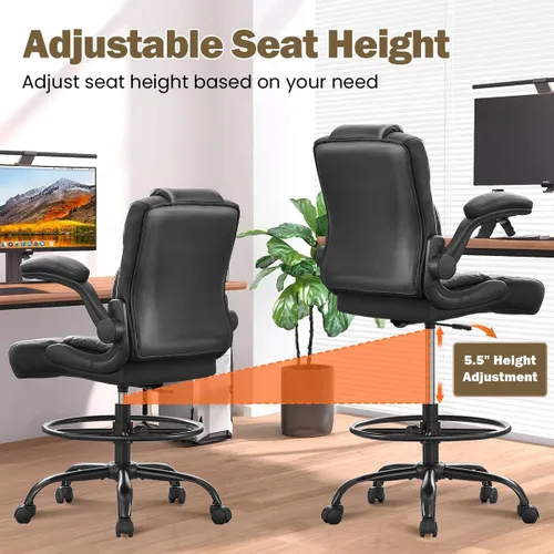 Vista 3 de Silla de dibujo ergonómica, silla de oficina alta para escritorio de pie