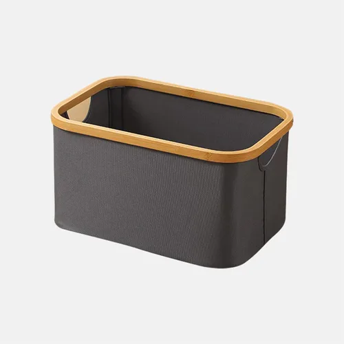 Vista 8 de Cesta de lavandería gris, cestas grandes para lavandería con asas, cestas de lavandería con tapa para dormitorios, baño de bambú, cesta