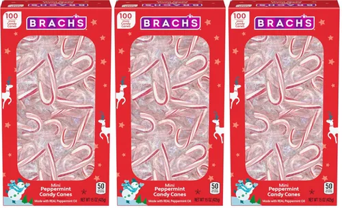 Vista 7 de Bastones de caramelo de menta mini festivos de Brach's, caramelo de Navidad, caja de 100