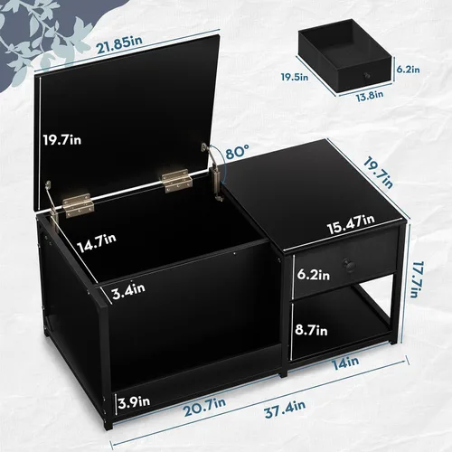 Vista 3 de SINPAID Mesa de centro con almacenamiento, mesas de centro rectangulares para sala de estar, mesa de centro moderna con compartimento de Negro
