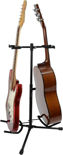 Vista 8 de Gator Frameworks Soporte de guitarra doble ajustable; Sostiene dos guitarras eléctricas o acústicas (GFW-GTR-2000), negro