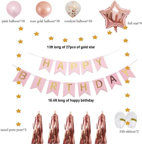 Vista 2 de Decoraciones de cumpleaños número 11 para niñas, decoración de fiesta de cumpleaños número 11 para ella, decoración de globos de oro rosa para niñas