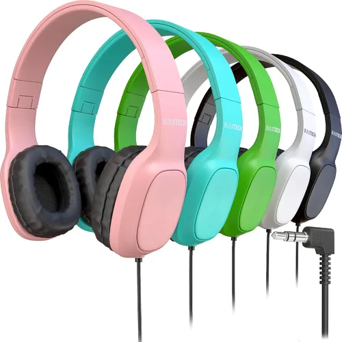 Vista 16 de Paquete de 5 auriculares de cuero con cable sobre la oreja con conector de 3.5mm, carcasa metálica ovalada, negro