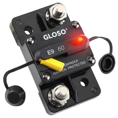 Vista 13 de GLOSO E97L Indicador LED T1 Interruptor de reinicio automático para disyuntor de circuito de Hi-Amp de camión RV marino (60A)