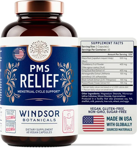 Vista 2 de WINDSOR BOTANICALS Suplemento de hierro y paquete de alivio de PMS para mujeres