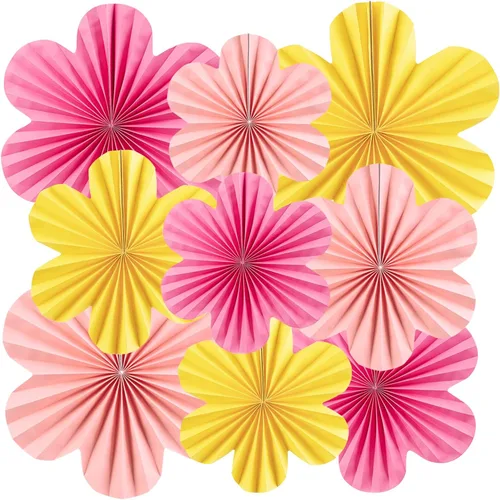 Vista 8 de SUNBEAUTY Abanicos de papel dorados y negros para fondo de fiesta de té, boda, primavera, cumpleaños, aula, baby shower, Halloween, decoración