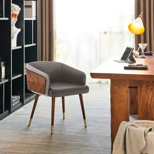 Vista 2 de ARTPLAN Silla de comedor moderna de piel sintética con patas de metal