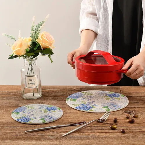 Vista 7 de susiyo Juego de 2 soportes para ollas de hortensias azules, juego de 2 soportes calientes de algodón para cocinar