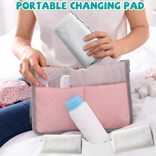 Vista 7 de Chumia Paquete de 12 cambiadores impermeables para bebés, tapete cambiador portátil para bebé, franela suave, algodón, reutilizable, para niños