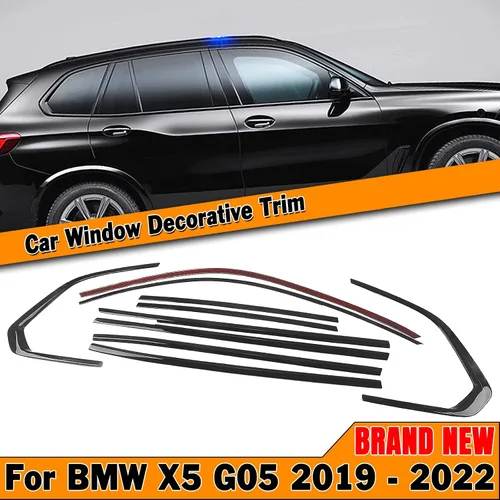 Vista 8 de Para BMW X5 G05 2019-2024 Nueva tira de decoración de ventana de acero inoxidable negro