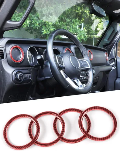 Vista 13 de Savadicar - Accesorios de interior negros - Cubierta de anillo de rejilla de ventilación de aire acondicionado para Jeep Wrangler JL JLU 4XE