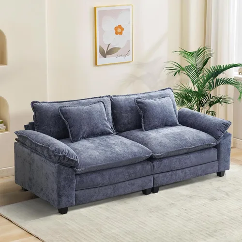 Vista 73 de Oprisen Sofá Seccional Modular, Cómodo Cloud Couch Sofá Seccional, Sofá Cama de Chenilla con Asiento Profundo con Almohadas Decorativas para Sala