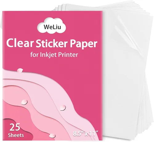 Vista 8 de Papel adhesivo transparente imprimible, hojas adhesivas personalizadas en blanco de 8.5 x 11 pulgadas, 15 hojas transparentes, para impresoras