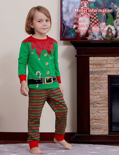 Vista 3 de A&J DESIGN Pijama de algodón estampado para niños de 2 a 14 años, conjunto de pijama de 2 piezas