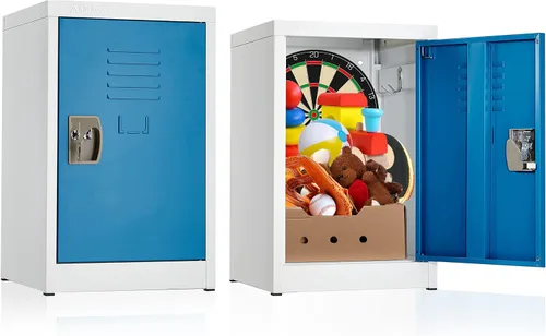 Vista 6 de AdirOffice Armario de almacenamiento de metal de acero para niños, organizador de almacenamiento resistente con llave y varillas para colgar
