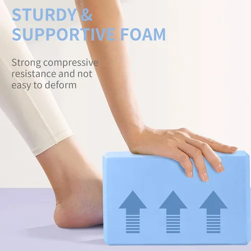 Vista 3 de Yoga Blocks, Non Slip Yoga Bricks, Portable & Lightweight Dense Foam Blocks for Stretching, Toning, and Dance. Grippy Surface Aids Balance and