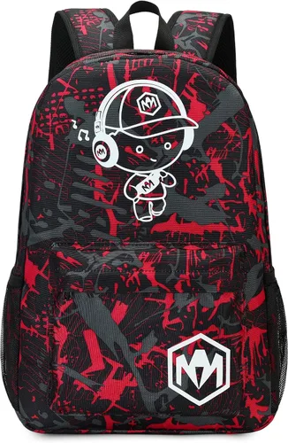 Vista 9 de Mochila preescolar para niños y niñas, bolsas escolares para niños y niñas, bolsas escolares para jardín de infantes, Música Niño Rojo