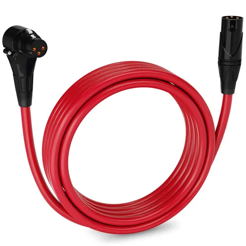 Vista 50 de LyxPro Cable de micrófono XLR hembra a macho de ángulo recto de 3 pines de 1.5 pies para altavoces amplificados, interfaz de audio, rendimiento