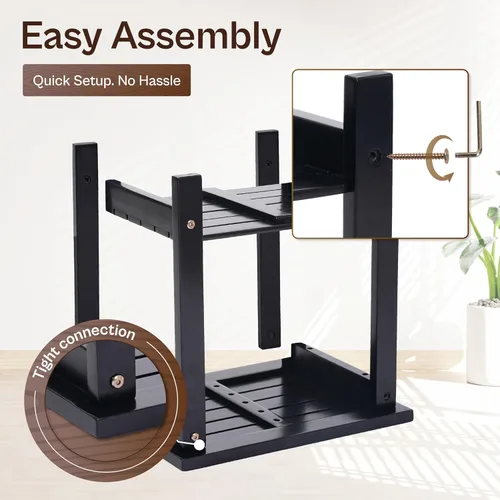 Vista 4 de Mesa auxiliar Adirondack de 2 niveles – Mesa auxiliar de madera resistente a la intemperie, mesa pequeña rectangular rústica para exteriores e