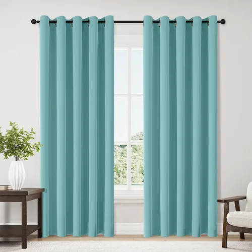 Vista 161 de ChrisDowa - Cortinas cortas para ventana de 40 pulgadas para dormitorio - Cortinas cortas con ojales y aislamiento térmico para oscurecer